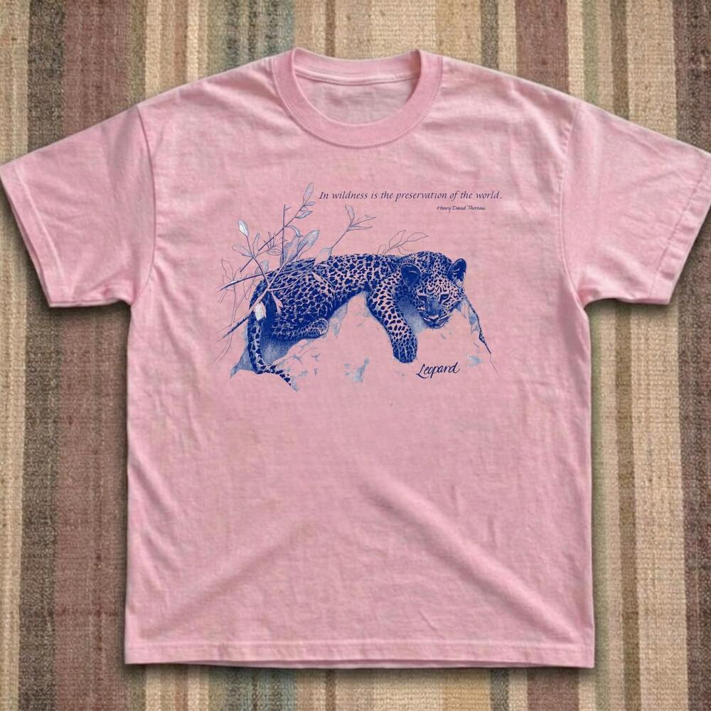 Pink Blue Leopard Graphic Tee